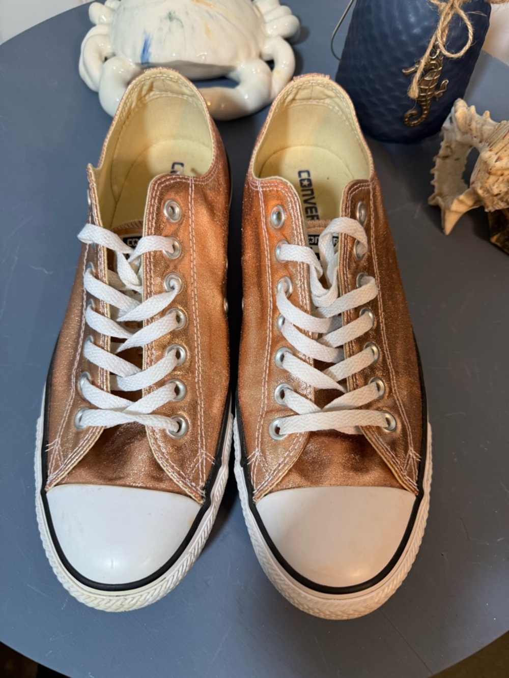 Converse Metallic Rose gold Low Top Sneakers 10W - Picture 3 of 8